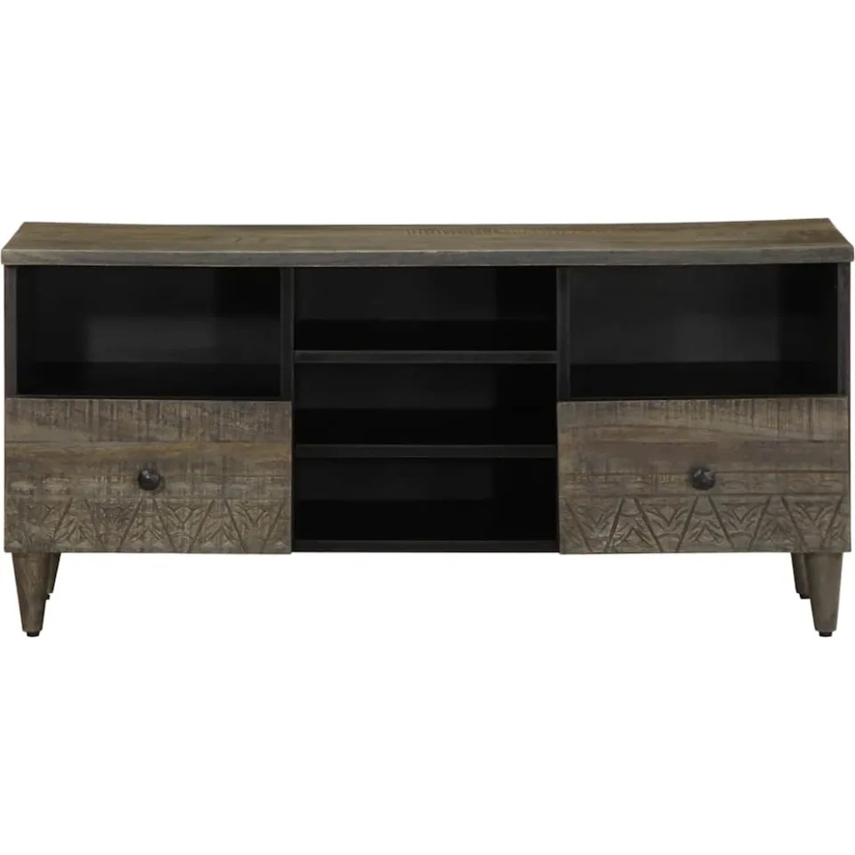 vidaXL Tv-meubel 100x33x46 cm massief mangohout zwart, foto 3