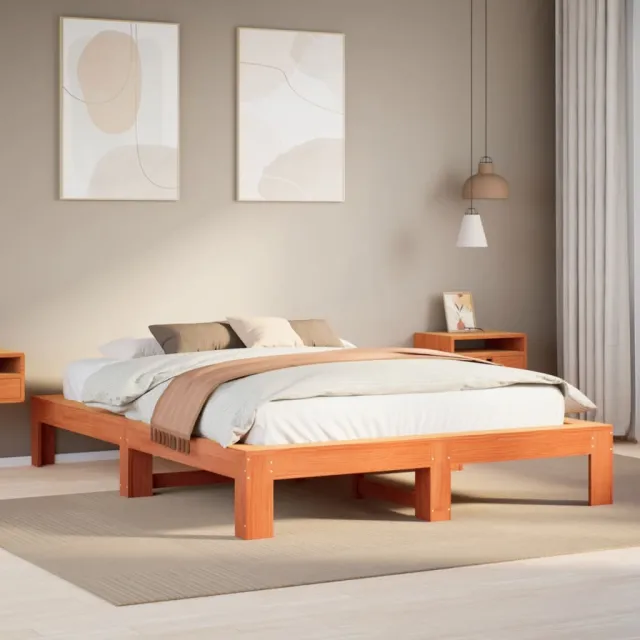 vidaXL Bed met matras massief grenenhout wasbruin 140x190 cm bruin