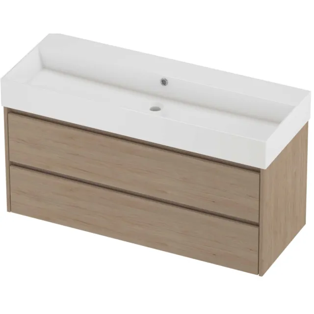 Proline Zara Badmeubelset Porselein Loft Enkel 120x46x65 cm Glans Wit Ideal Oak Eiken