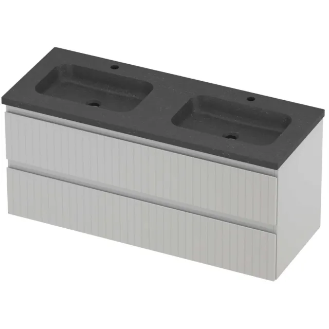 Proline Rollo Badmeubelset Hardsteen Elegant Dubbel 2 Gaten 120x46x54 cm Blue Stone Glans Wit