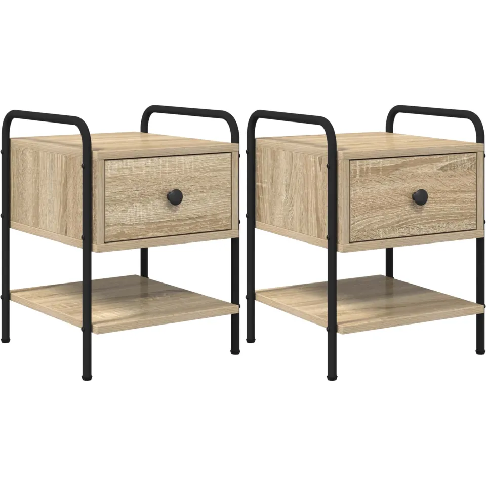 vidaXL Nachtkastje 2 st Sonoma Eiken Bewerkt hout, foto 3