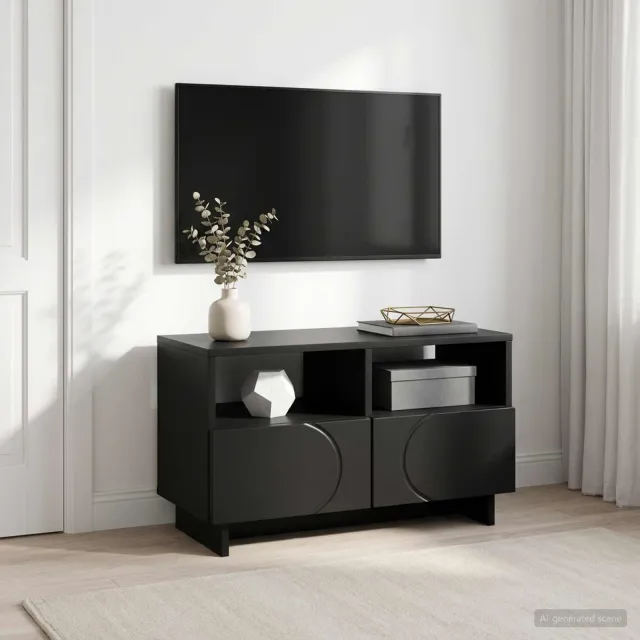 vidaXL TV-standaard 60 x 34,5 x 40 cm Zwart Bewerkt hout, foto 2