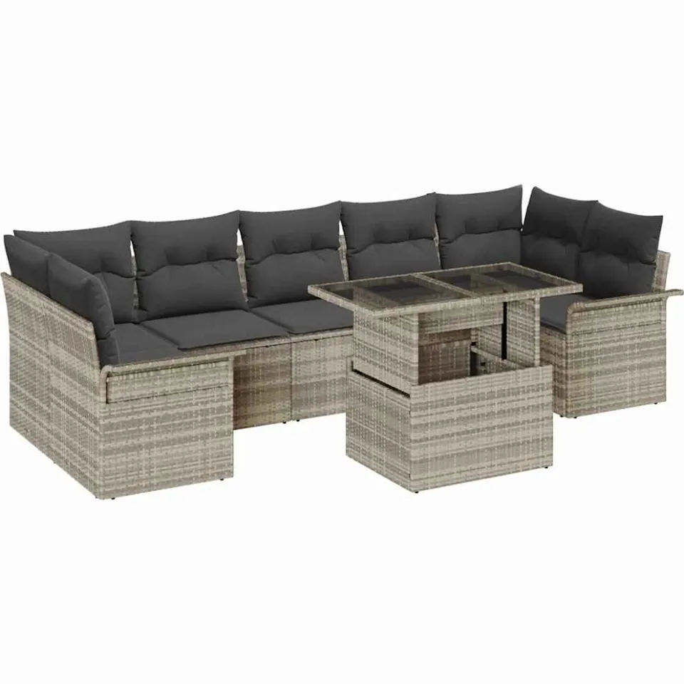 vidaXL Tuin Sofa Set 8 st Lichtgrijs [Synthetisch]: Poly Rattan, foto 4