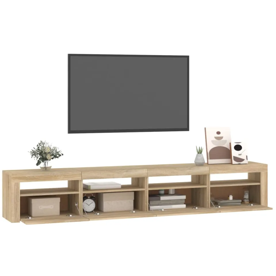 vidaXL Tv-meubel met LED-verlichting 240x35x40 cm sonoma eikenkleurig, foto 3