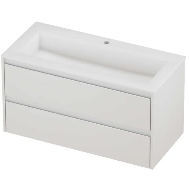 Proline Aristo Badmeubelset Polystone Elegant 1 Gat 100x46x54 cm Mat White Glans Wit