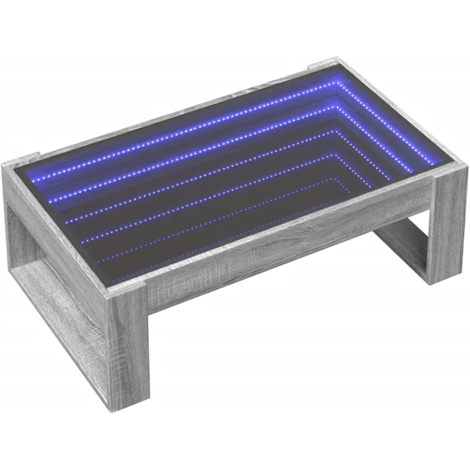 vidaXL Salontafel met Infinity LED 90x53x30 cm grijs sonoma eikenkleur