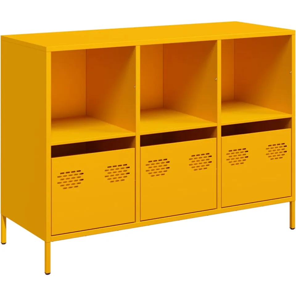 vidaXL Dressoir 101,5x39x73,5 cm koudgewalst staal mosterdgeel, foto 3