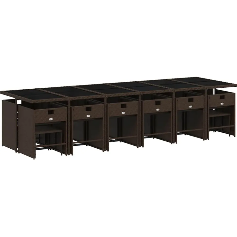 vidaXL 17-delige Tuinset met kussens poly rattan bruin, foto 4