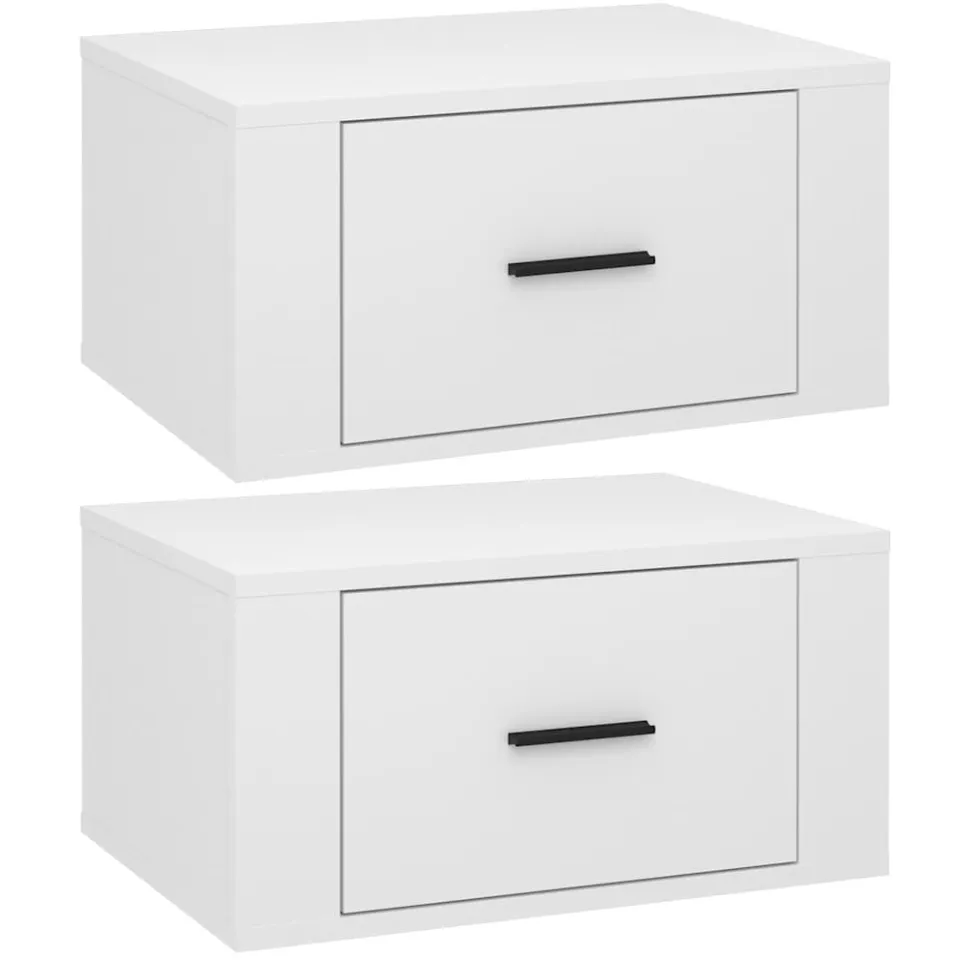 vidaXL Nachtkastjes 2 st wandgemonteerd 50x36x25 cm hoogglans wit