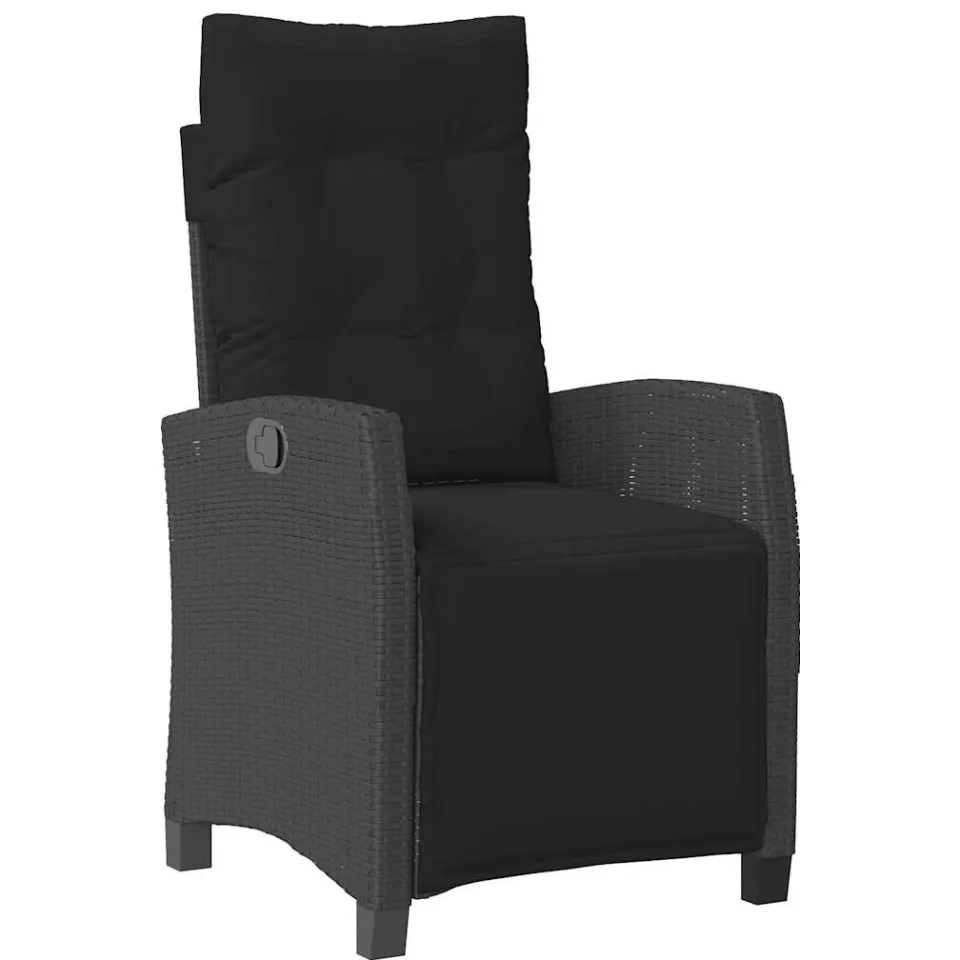 vidaXL 7-delige Tuinset met kussens poly rattan zwart