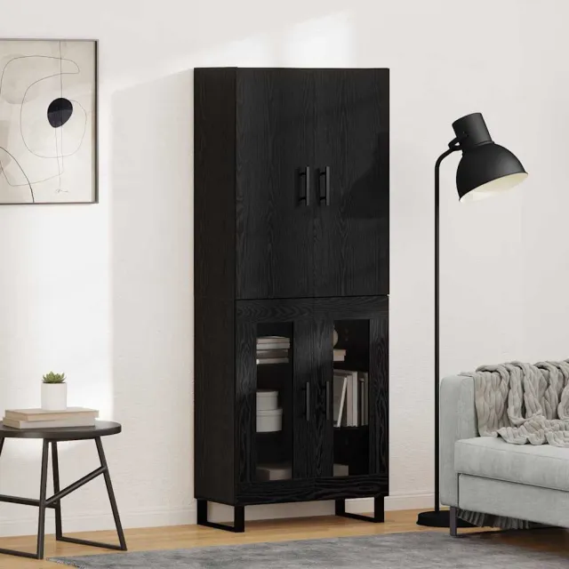 vidaXL Hoge kast 2 st Zwart Eiken 69,5 x 34 x 180 cm, foto 2