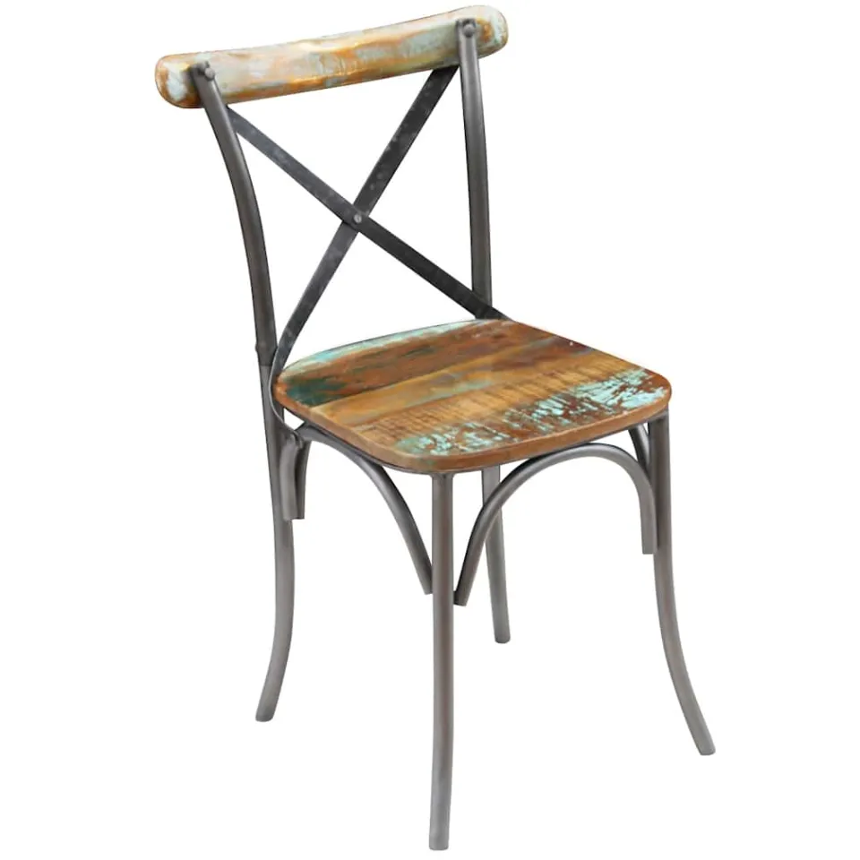 vidaXL Eetkamerstoelen 6 st massief gerecycled hout meerkleurig, foto 2