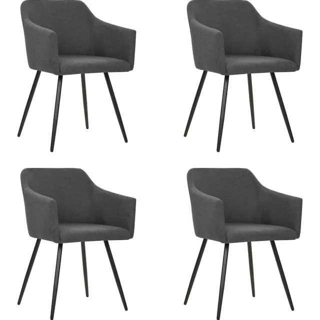 vidaXL Eetkamerstoelen 4 st stof donkergrijs