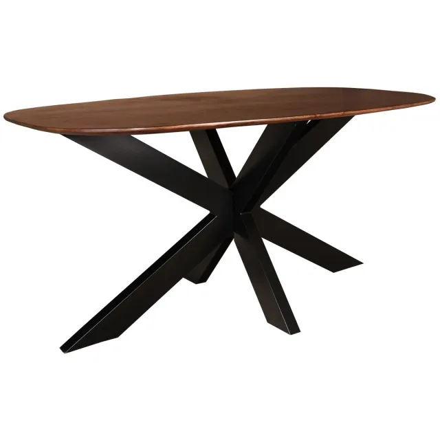 Lizzely Garden & Living Eettafel deens ovaal mangohout 160cm Austin walnoot bruin ovale tafel duurzaam mango eetkamertafel