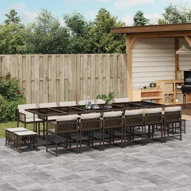 vidaXL 17-delige Tuinset met kussens poly rattan zwart, foto 2