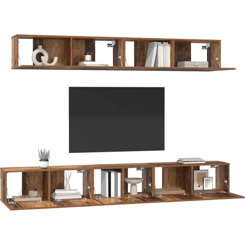 vidaXL Tv-meubelset 5 st Oud Hout Bewerkt hout Bruin