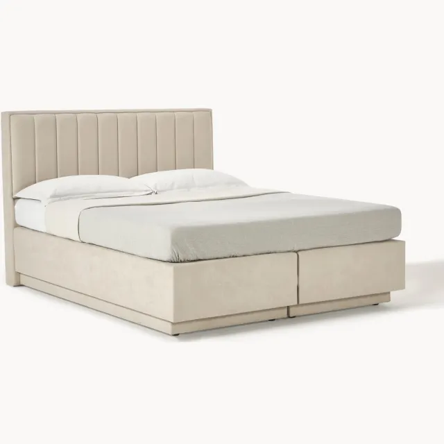 Westwing Collection Divan bed Livia met opbergruimte beige