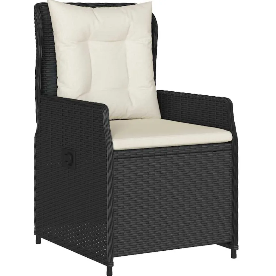 vidaXL 5-delige Tuinset met kussens poly rattan zwart