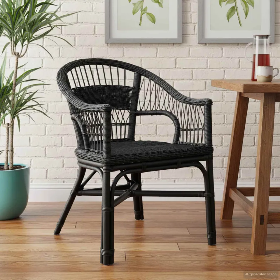 vidaXL Stapelstoel Rattan Zwart 60 x 60 x 81 cm, foto 3