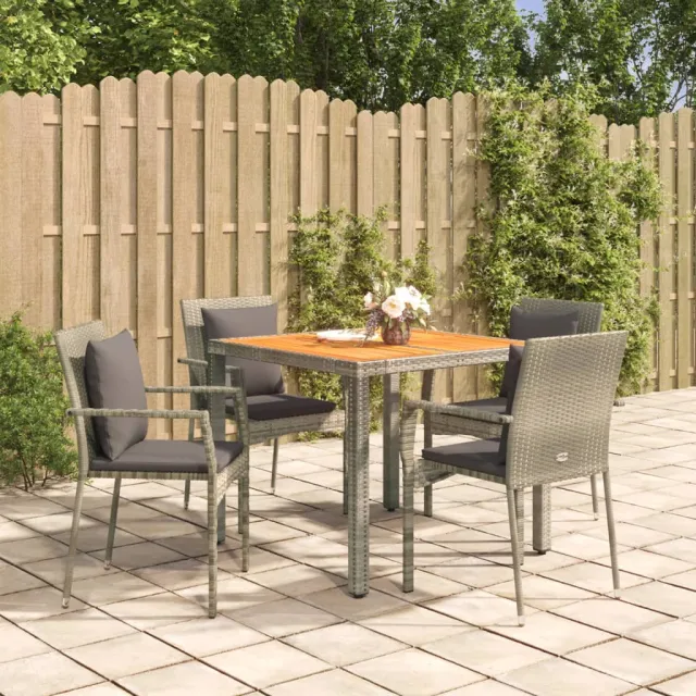 vidaXL 5-delige Tuinset met kussens poly rattan grijs, foto 2