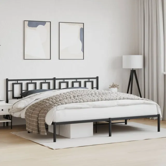 vidaXL Bedframe met hoofdbord metaal zwart 193x203 cm