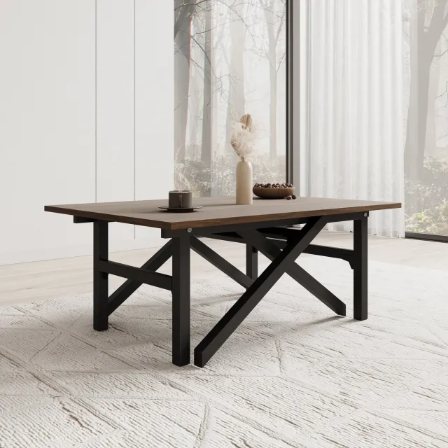 MEUBELLA Xalir - Salontafel uitschuifbaar - Donker eiken 100x70x40 cm Bruin