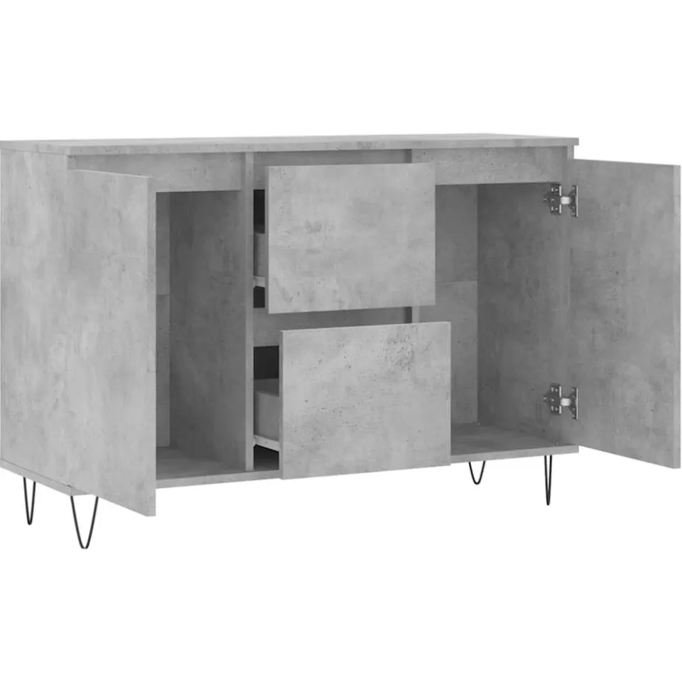 vidaXL Dressoir 101,5x35x70 cm bewerkt hout betongrijs grijs, foto 4