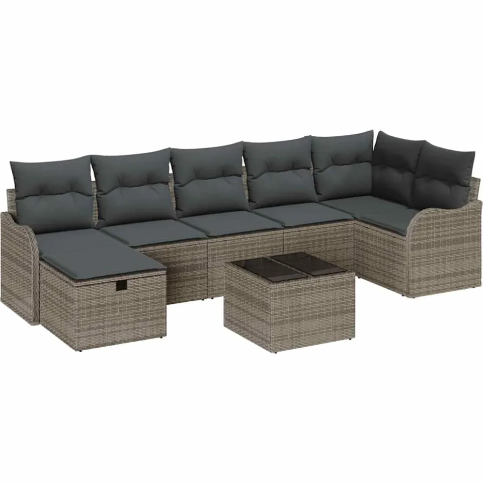 vidaXL Tuin Sofa Set 8 st Poly riet Lichtgrijs