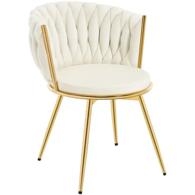 Klarven Eetkamerstoel Fluweel Beige - Eetkamerstoelen - Eetkamerstoelen Set van 2 - Eetkamerstoelen Draaibaar - Eetkamerstoel Draaibaar - 360 Graden Draaibaar, Zacht Gestoffeerd - Belastbaar tot 150kg - B59,5xd60,5xh78cm