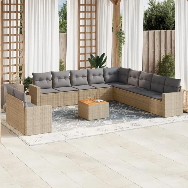 vidaXL Patio Sofa Set 12-zits Mix Beige en Lichtgrijs