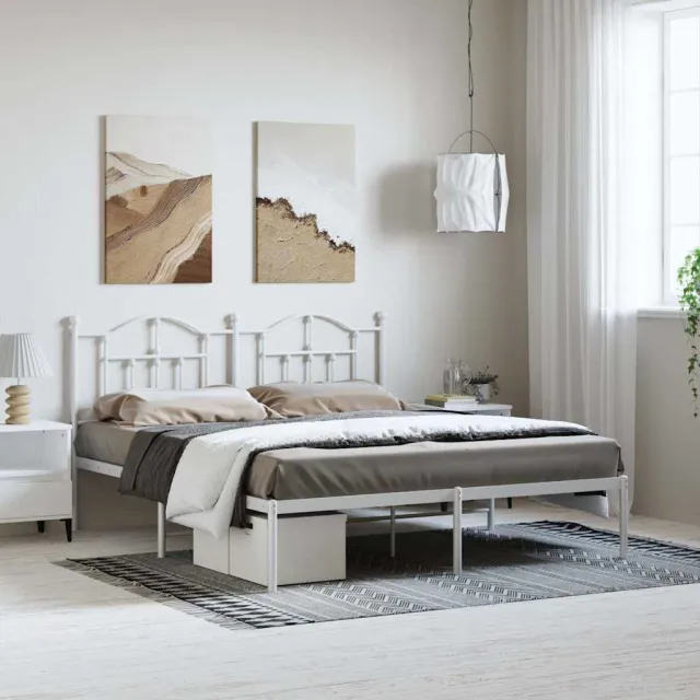 vidaXL Bedframe met hoofdbord metaal wit 183x213 cm