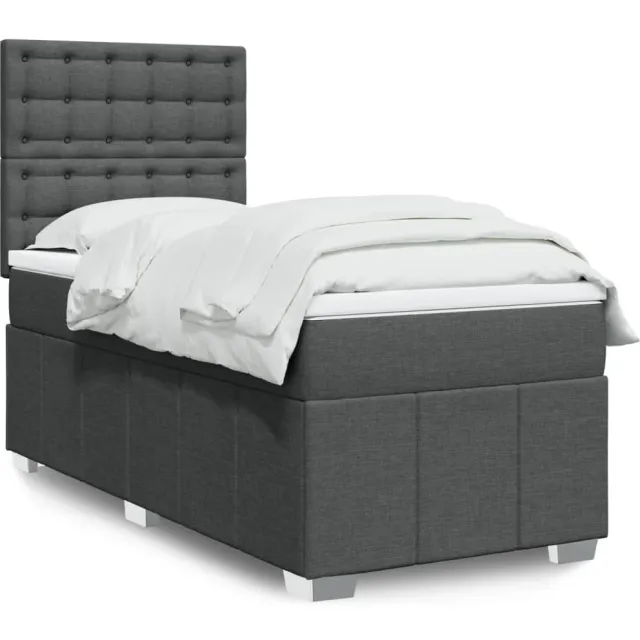 vidaXL Boxspring met matras stof donkergrijs 90x190 cm grijs