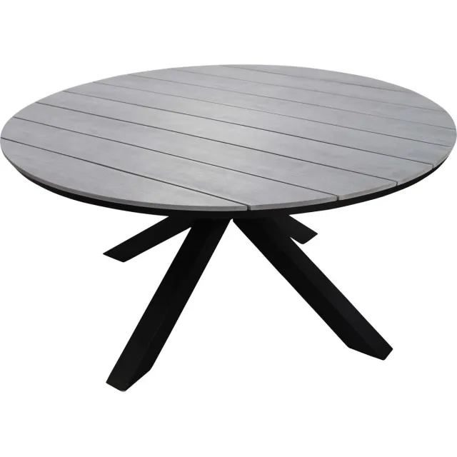 4 Seizoenen Tuinmeubelen Ronde tuintafel Cyprus 150 cm | 6 personen | Grey/Black | Polywood & aluminium Black, Grey