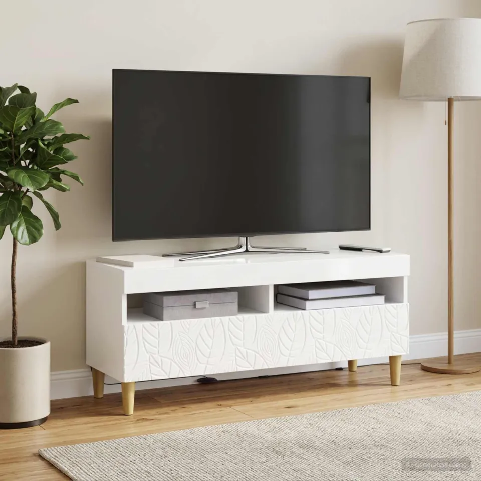 vidaXL LED tv-meubel Hoogglans Wit Bewerkt hout, foto 4