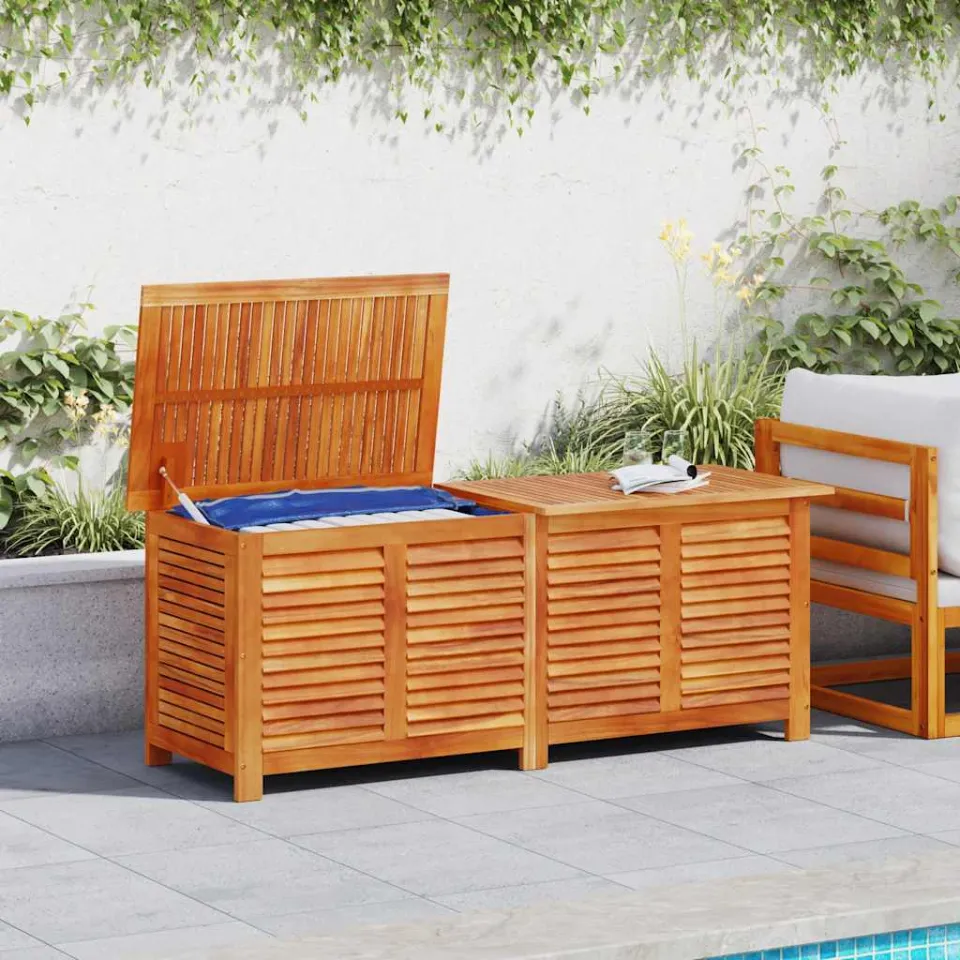vidaXL Tuinbox met jaloezieën 150x50x56 cm massief acaciahout bruin, foto 3