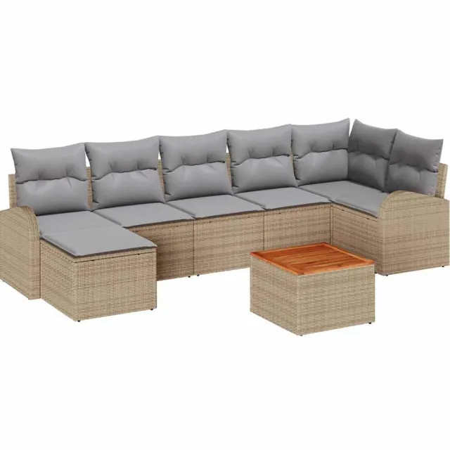 vidaXL Tuinbankenset 8 st Beige en Licht Grijs poly rattan