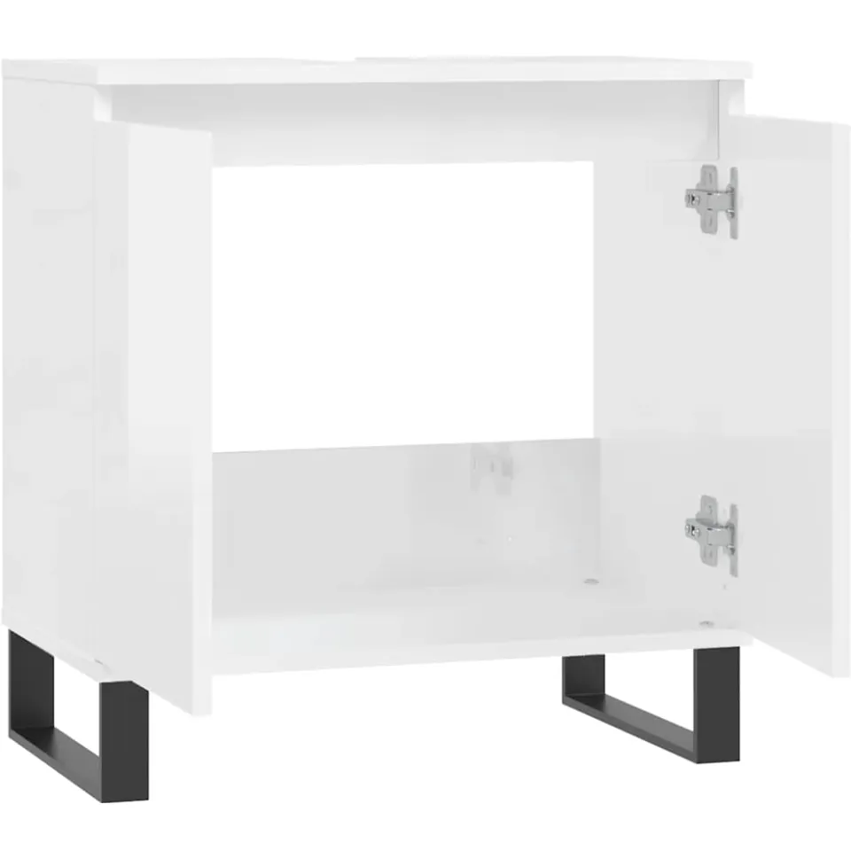 vidaXL Badkamerkast 58x33x60 cm bewerkt hout hoogglans wit, foto 4
