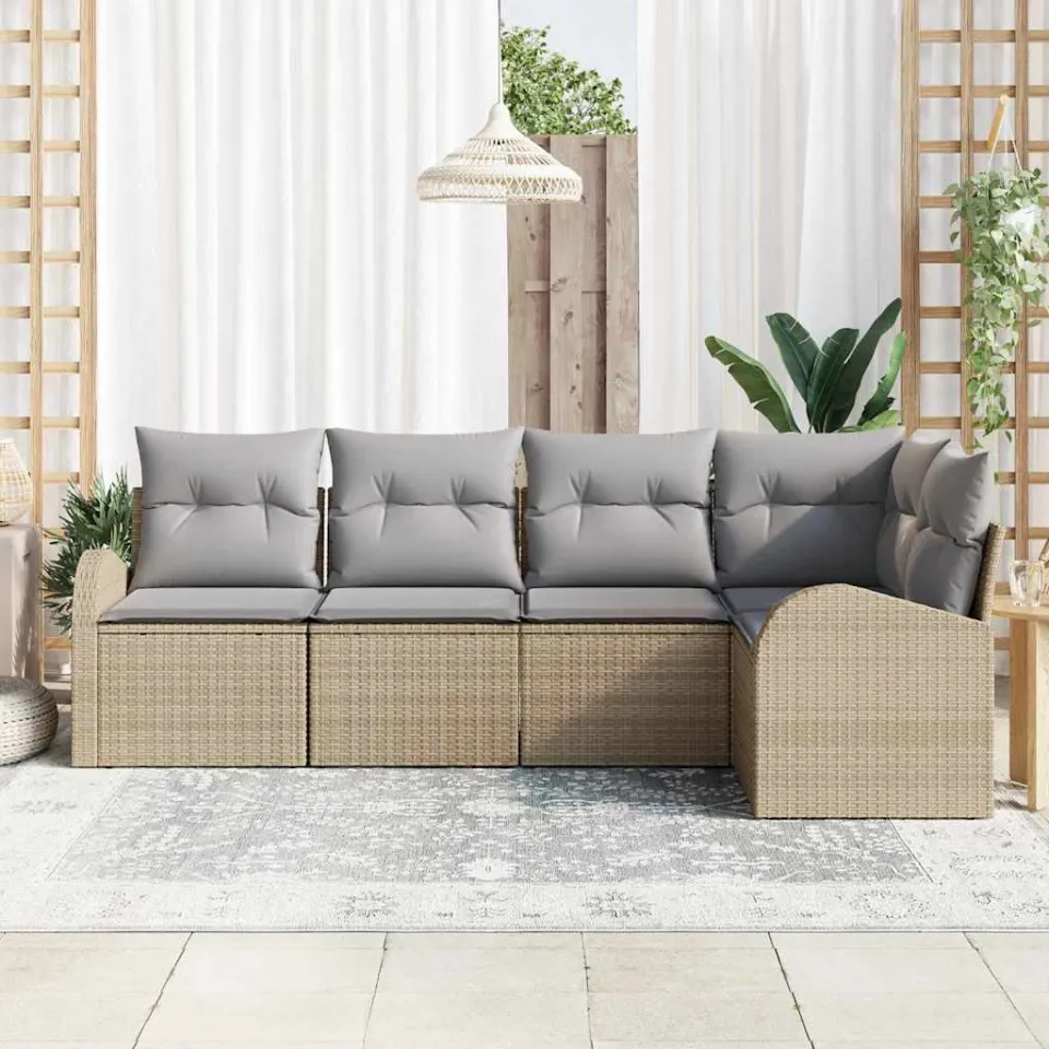 vidaXL Bankstel 5 st Beige Polyester, foto 2