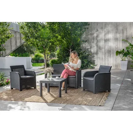 Keter Loungeset Rosalie - Wicker/kunststof - Antraciet - 4 Personen, foto 3
