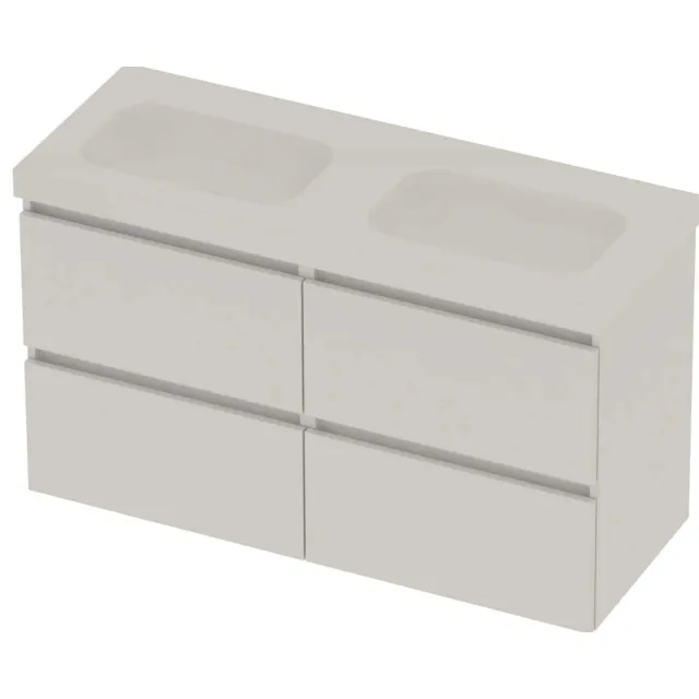 Basic-Line Moby 46 Badmeubelset Polystone 120x46x66 cm M46gwchw2x600 Ice White Glans Wit