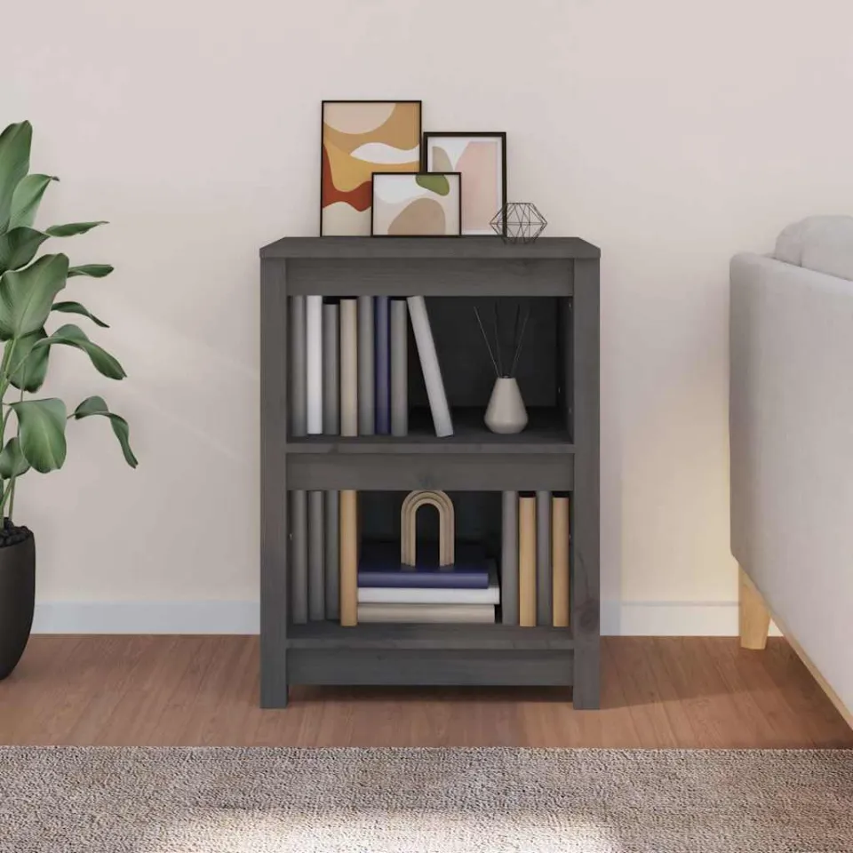 vidaXL Boekenkast 50x35x68 cm massief grenenhout grijs, foto 4