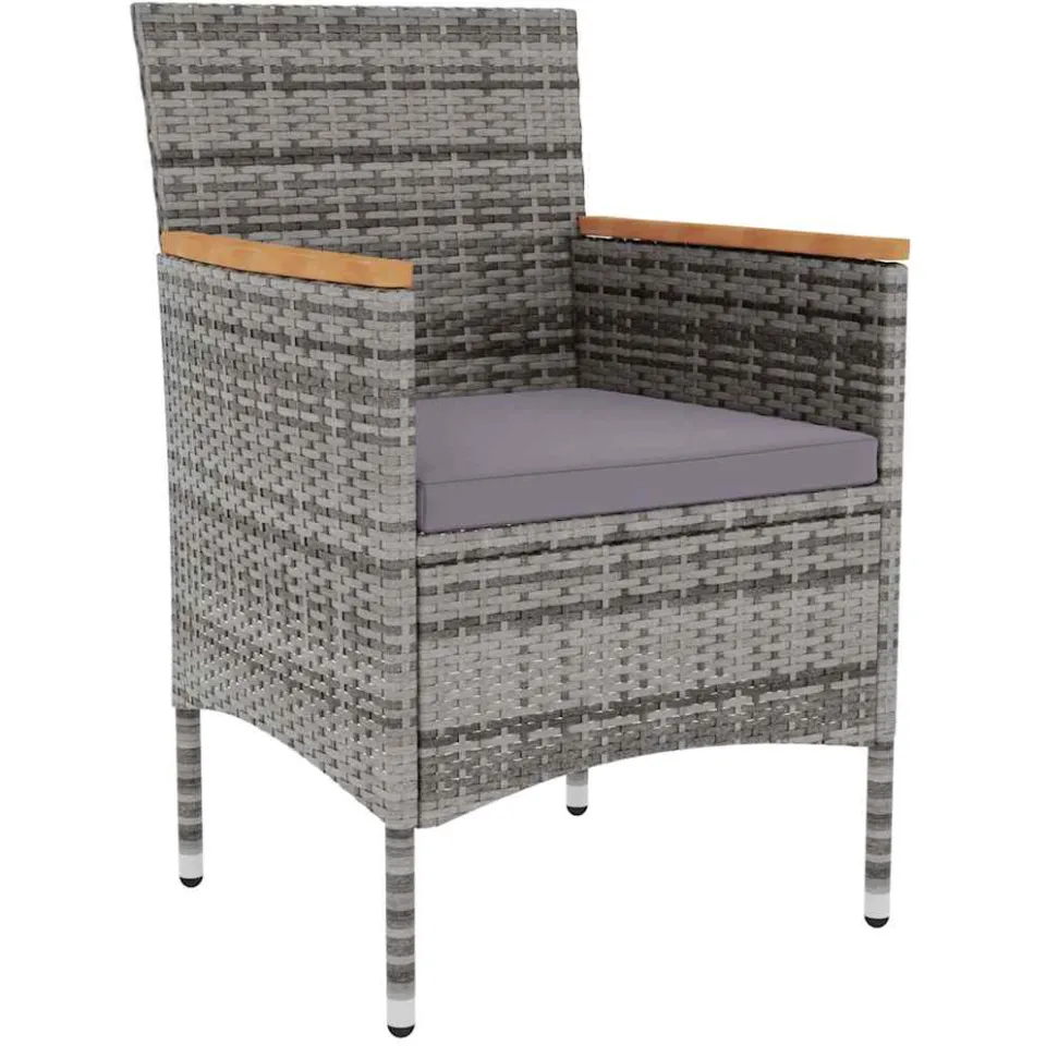 vidaXL 3-delige Tuinset poly rattan grijs