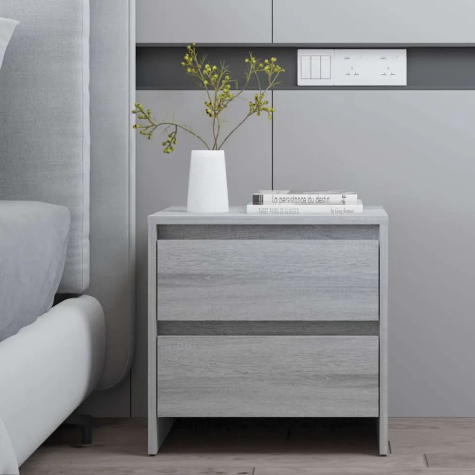 vidaXL Nachtkastjes 2st 45x34,5x44,5cm bewerkt hout grijs sonoma eiken, foto 3