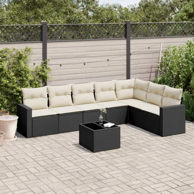 vidaXL 8-delige Loungeset met kussens poly rattan zwart