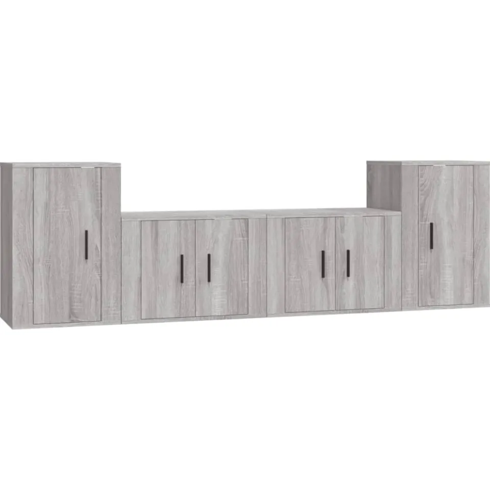vidaXL 4-delige Tv-meubelset bewerkt hout grijs sonoma eikenkleurig, foto 3