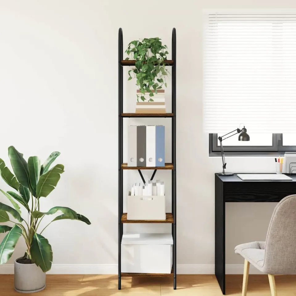 vidaXL Boekenkast 5-laags 40 x 30 x 183 cm Bewerkt hout Gerookt eiken, foto 3