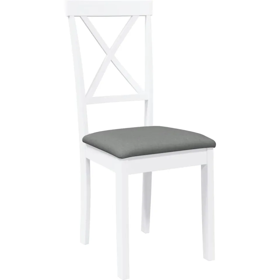 vidaXL Eetkamerstoelen met kussens 2 st massief hout rubber wit, foto 4