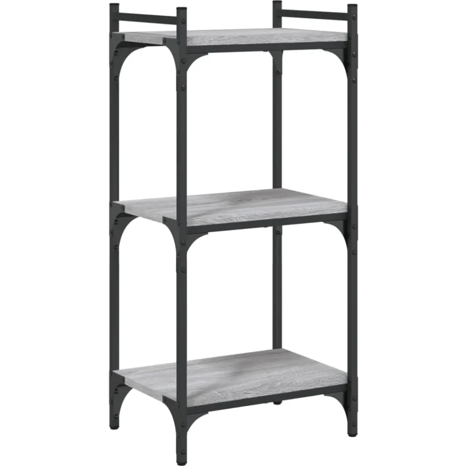 vidaXL Boekenkast 3-laags 40x30x86 cm bewerkt hout grijs sonoma, foto 3