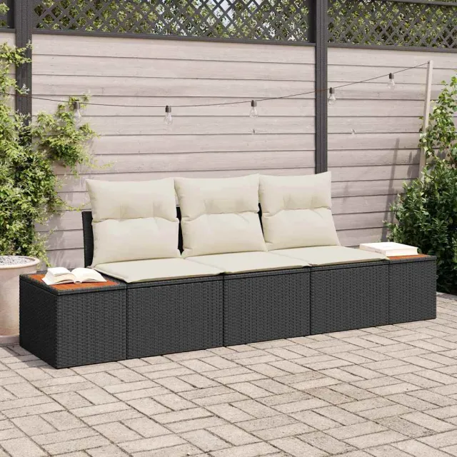 vidaXL Tuin Sofa Set 3 st Zwart poly rattan, foto 2