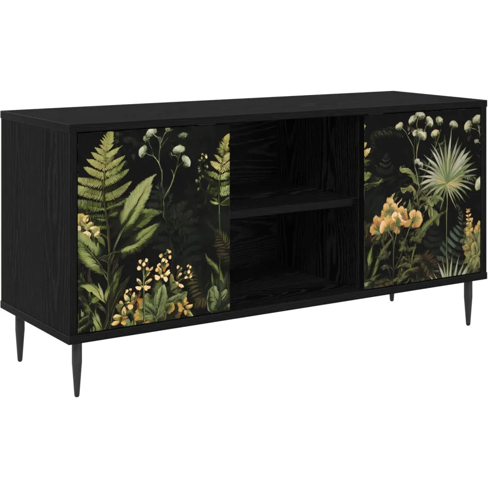 vidaXL Tv-meubel RHENEN 102 x 33 x 51 cm Zwart eiken Bewerkt hout, foto 3